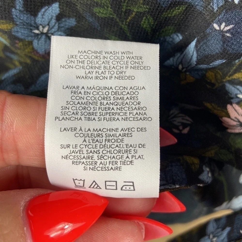 Cabi Sheer Floral Button Down Blouse with Ruffle Collar - Picture 7 of 8